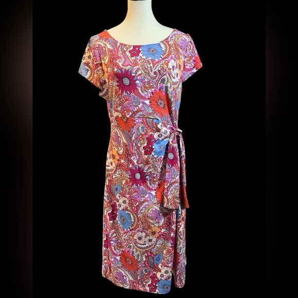 Talbots Red and Blue Floral Dress - Picture 2 of 7